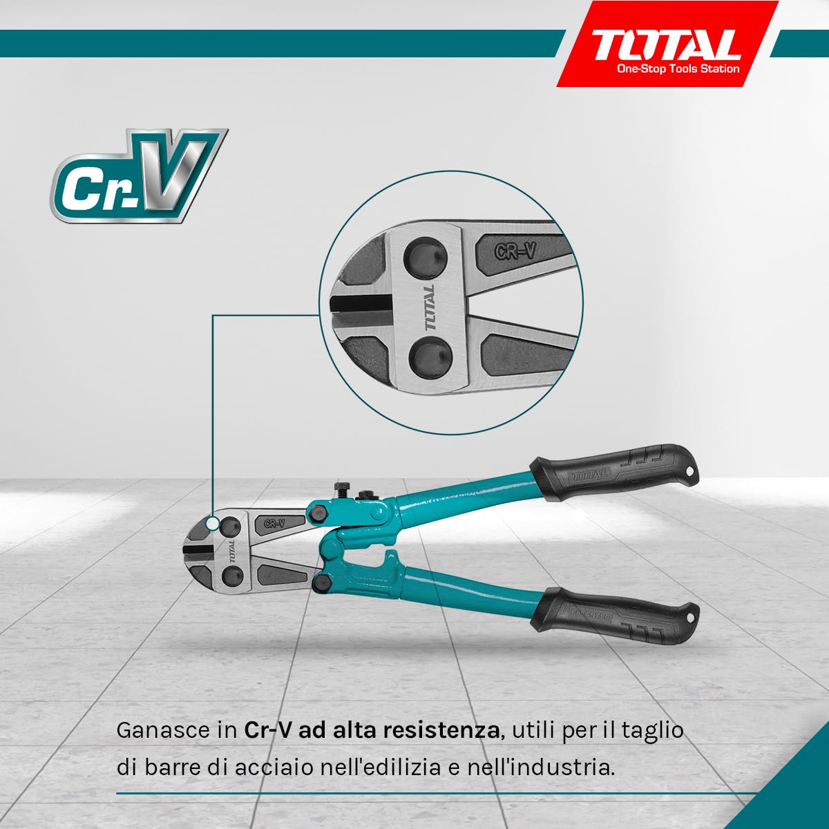 TOTAL - Pinze - 12'' in acciaio - Acciaio - Cromo Vanadio - Ideali per l'edilizia - Dimensioni: 750 mm