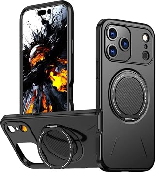 MLCUSA 360°スピン磁気スタンド iPhone 17 Pro Maxケース用に設計ブラック