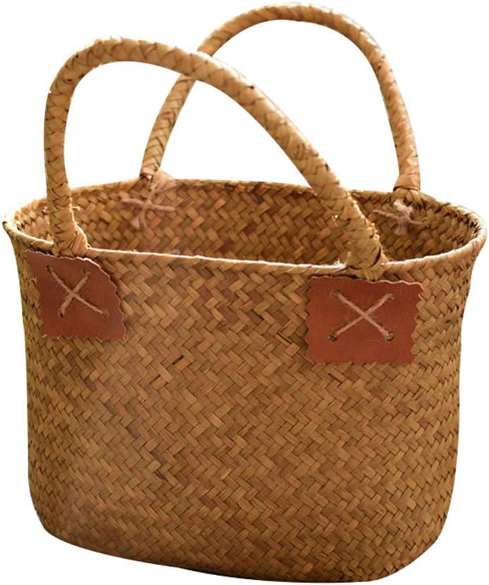 Amazon｜二重折り曲げハンドル付きウィッカーバスケット ウィッカーイースターバスケット イースターエッグとイースターキャンディーの