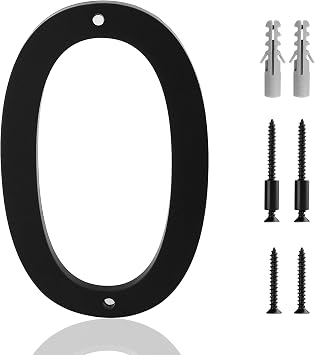 5 Inch House Number 0 for Outside Modern Address Numbers with Screw Kit,Frosted Matte Black Acrylic Number Easy Flush or Floating Mount for Exterior Address Display,Garage Gates FarmhousesNumber 0