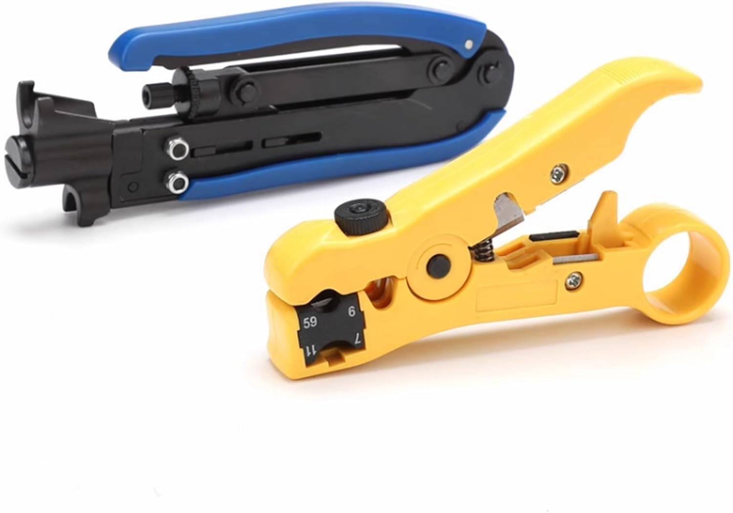 Yankok [Coaxial Cable Compression Tool Kit] with Coax Crimper, Cable Striper Cutter and 20 Pcs F-Type Compression Connectors for RG6 RG11 RG59 F81 BNC RCA Crimp Tool