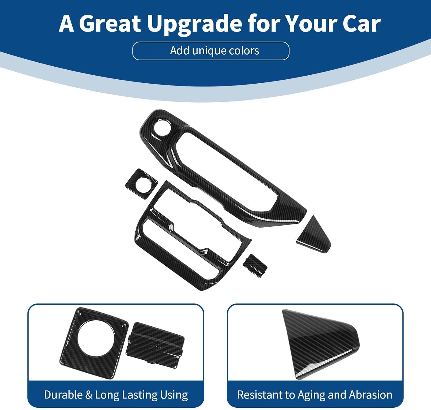 for Jeep JL Center Console Dashboard AC Control Panel Trim Cover for 2018-2023 Jeep Wrangler JL JLU & for Jeep Gladiator JT 2020-2023 Black Carbon Fiber Interior Accessories 5pcs