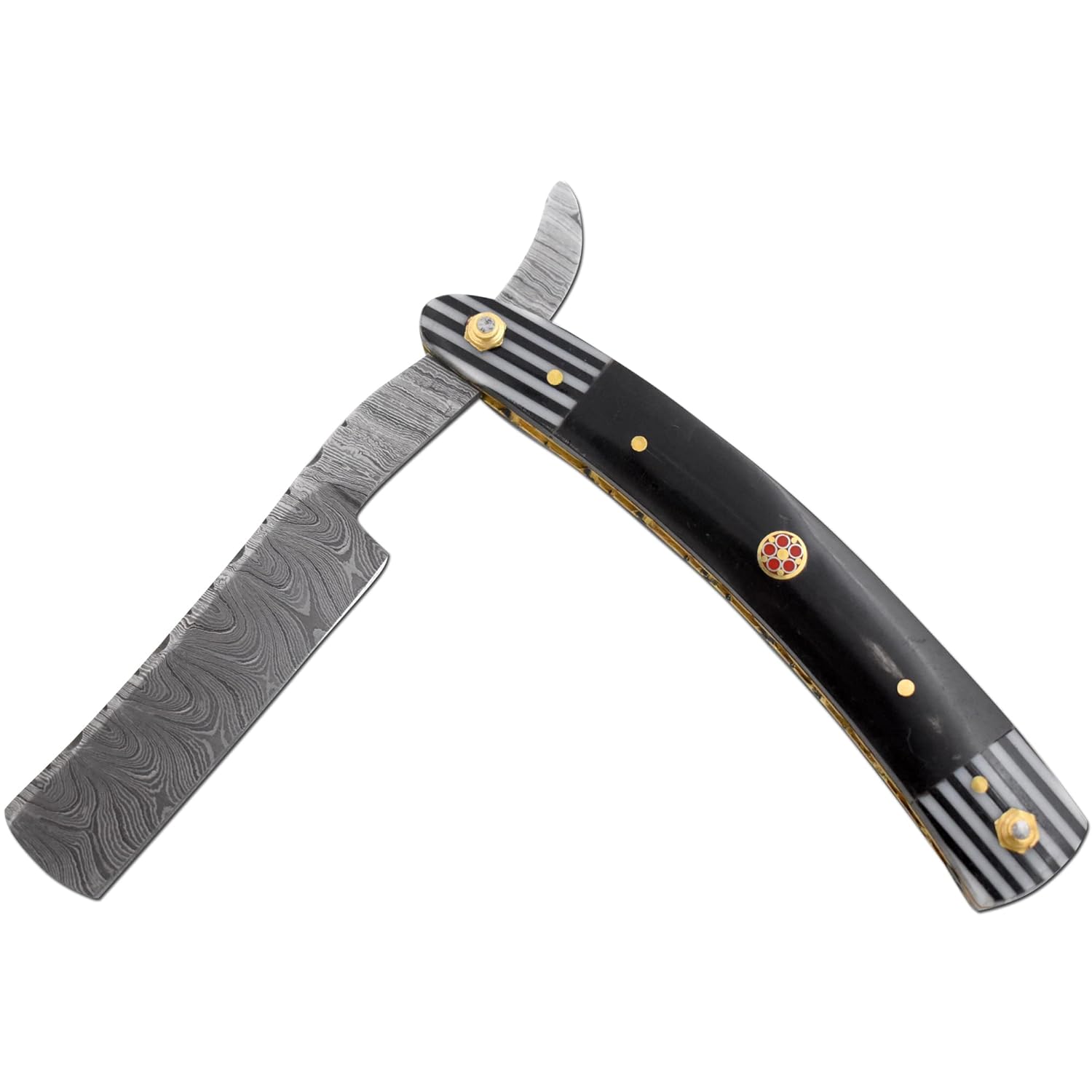Straight Razor | Straight Edge-Razor Sharp High Hardness Real Damascus Steel Cutthroat Straight Edge-Blade | Barber Razor (328)