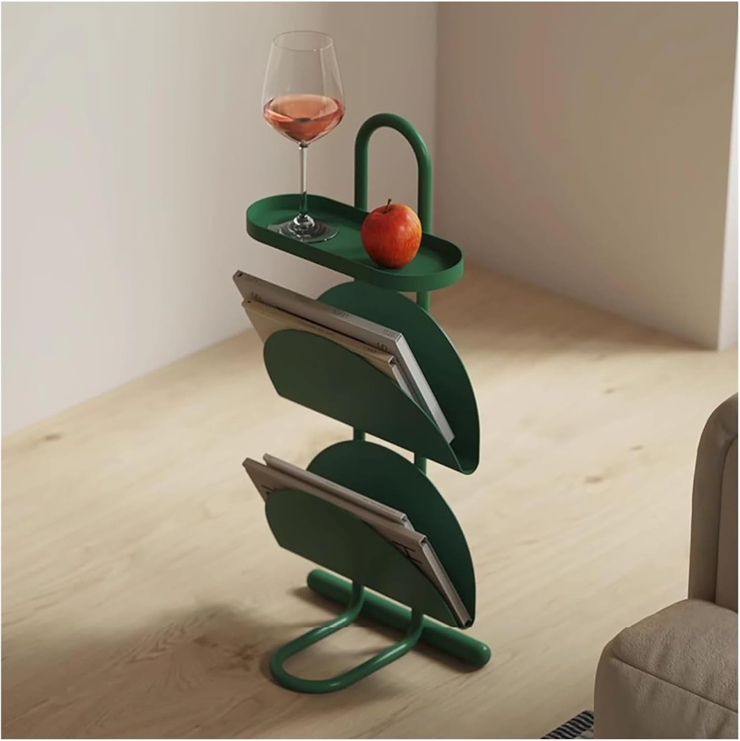 Magazine Rack,Book Display Rack, Floor Stand Holds Both Magazines and Brochures Suitable for Exhibitions Libraries Waiting Rooms(Green)