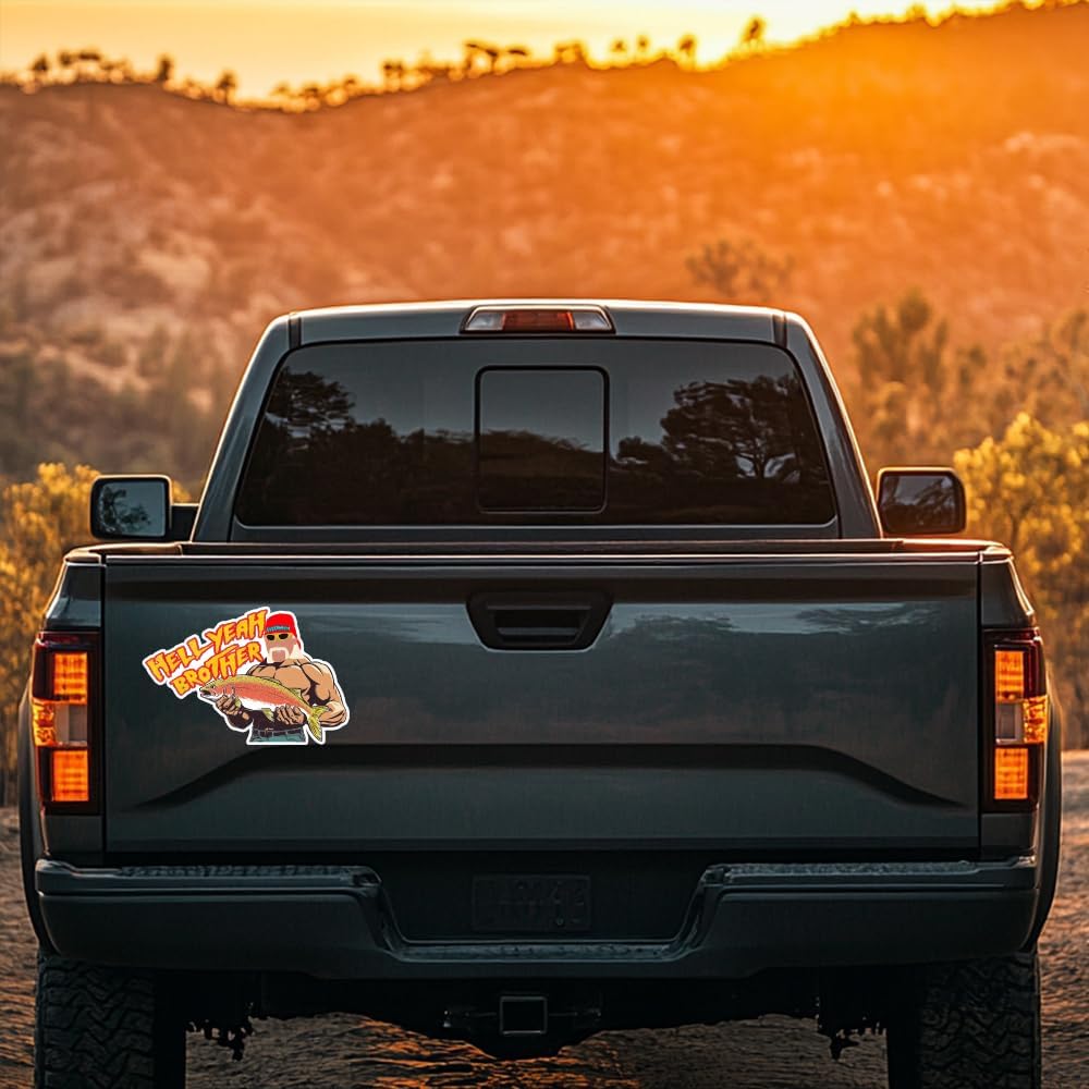 1step2dream Hell Yeah Brother Funny Fishing Stickers for Car | 6 × 4 Inch Glossy Vinyl Decals for Fish Buff， Gift for Fisher Kayak Boat Cooler Truck - Image 5