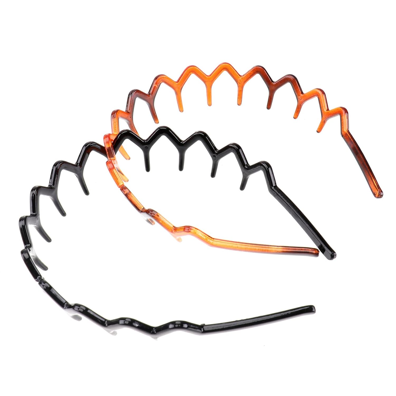 Uonlytech 2pcs Plastic Zig Zag Headband, Sharks Tooth Hair Comb Headband Toothed Hair Hoops Hair Accessory for Women Girls Lady (Each Color 1pc)