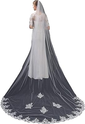 Wedding Bridal Veil with Comb 1 Tier Cathedral Length 118