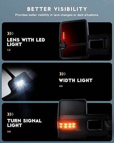 Vista 3 de OCPTY Espejos de remolque para Gmc C2500 1988-2000 para GM 1988-2000 para Chevy para Gmc 1988-2001 para Gmc C/K 1500/2500 Suburban/Yukon 1992-1999