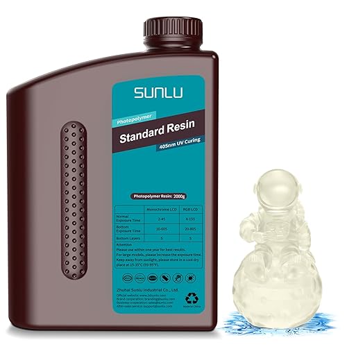 Vista 51 de SUNLU Resina de impresora 3D de 2.2 lbs, resina 3D estándar de curado rápido para impresoras 3D LCD DLP SLA, resina de fotopolímero líquida de 35.27