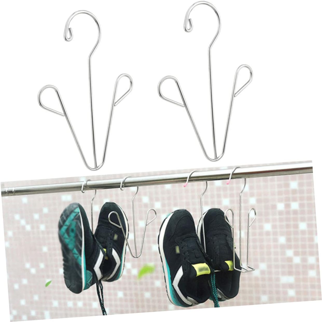 STOBAZA Sturdy Stainless Steel Shoe Dryer Rack 2 Pack Boot Hanger Clothes Drying Shelf