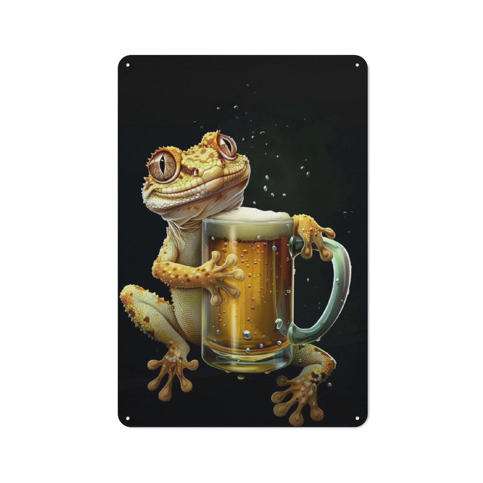 Junmoney Gecko Beer Classic Metal Wall Sign 30X20cm, Pub Wall Decor For Diner, Restaurant, Shed Or Kitchen