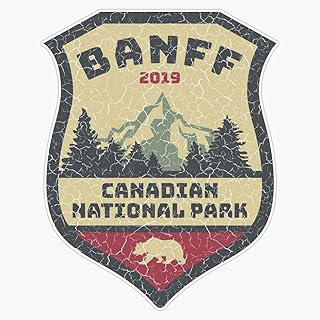 Vintage Style Banff Canadian National Park Souvenir Shirt Camping, Hiking, Backpacking Vinyl Decal Sticker Car Waterproof Car Decal Bumper Sticker 5"