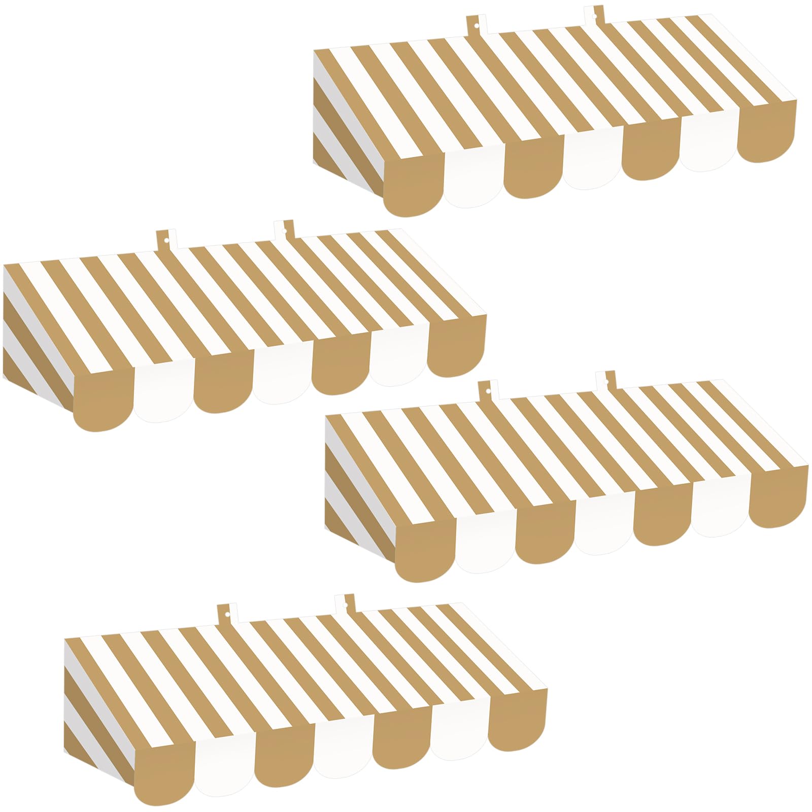 Tallew 4 Pcs 3D Cardboard Awning Wall Decor, Stripe, Brown White
