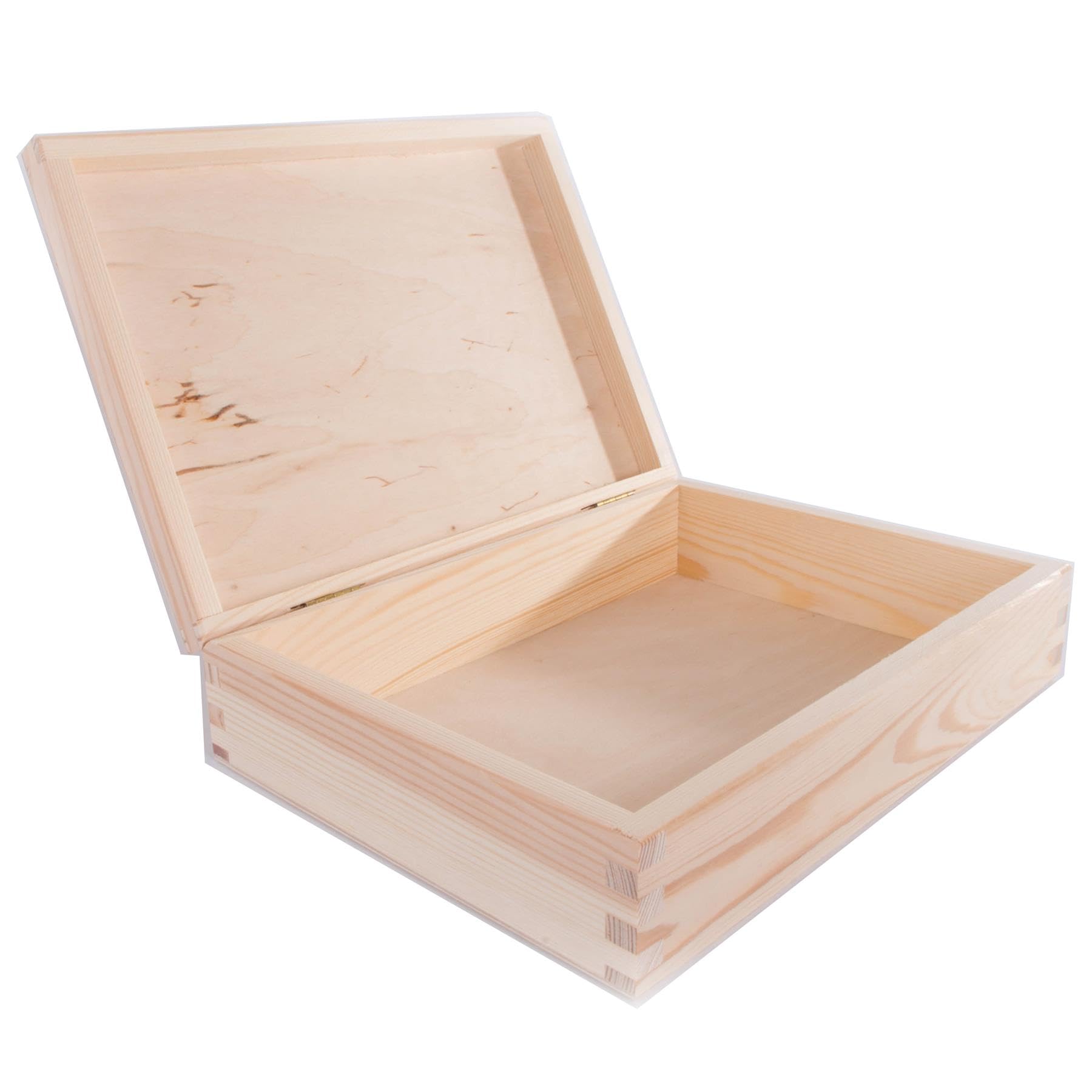 Woodeedoo Natural Rectangular Wooden Storage Box With Hinged Lid – 26.5 X 19 X 6.5 Cm – Unpainted Pine Craft Box For Keepsakes Jewellery Trinkets Diy Decoration Painting Staining Decoupage