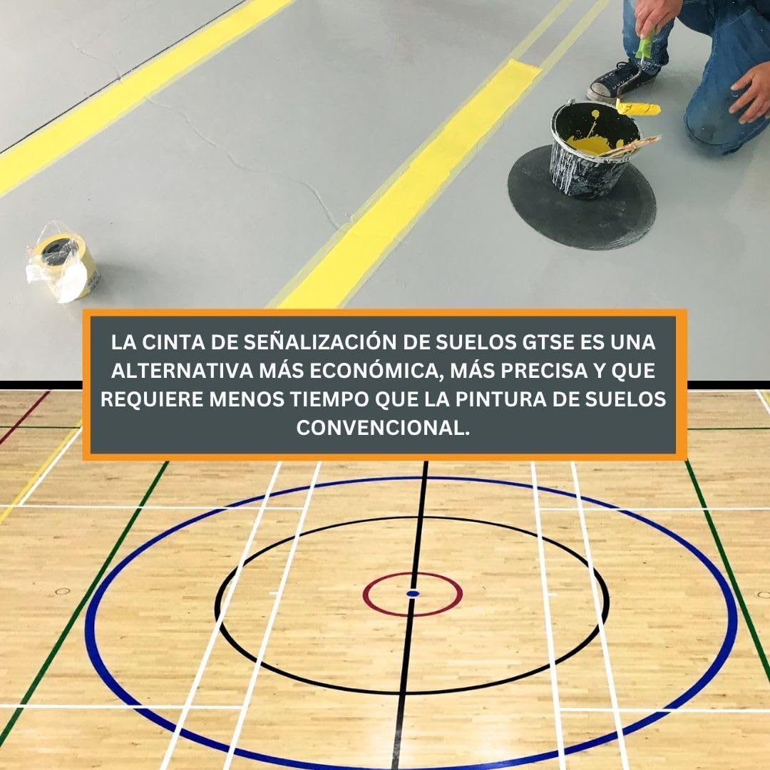GTSE Cinta para marcar suelos, 100 mm x 33 m, amarillo – para pistas de baile, gimnasios - 1 Rollo