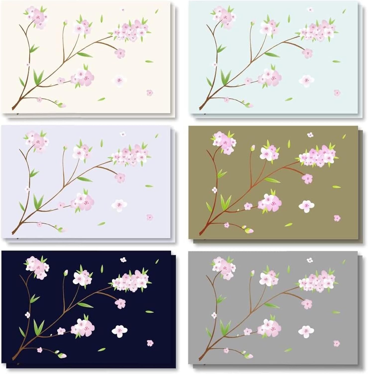 Flash Sale Buy 1 get 1 120 Pack Cherry Blossom Note Cards with Envelopes, Blank Inside for All Occasion, Thank You Letters, Bulk Box Set (6 Spring Designs, 4x6)