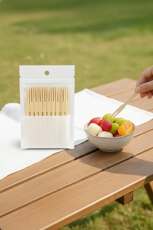 Garfinhos de Bambu para Frutas e Petiscos – Kit com 50 Peças 9cm, Biodegradáveis, Resistentes e Ideais para Canapés, Queijos, Azeitonas e Finger Food