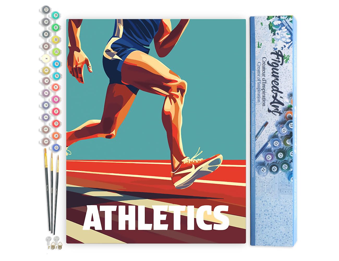 Figured'Art Paint by Numbers for Adults Sport Poster Athletics 40x50cm - Craft Art Painting DIY Kit Rolled Canvas Without Frame