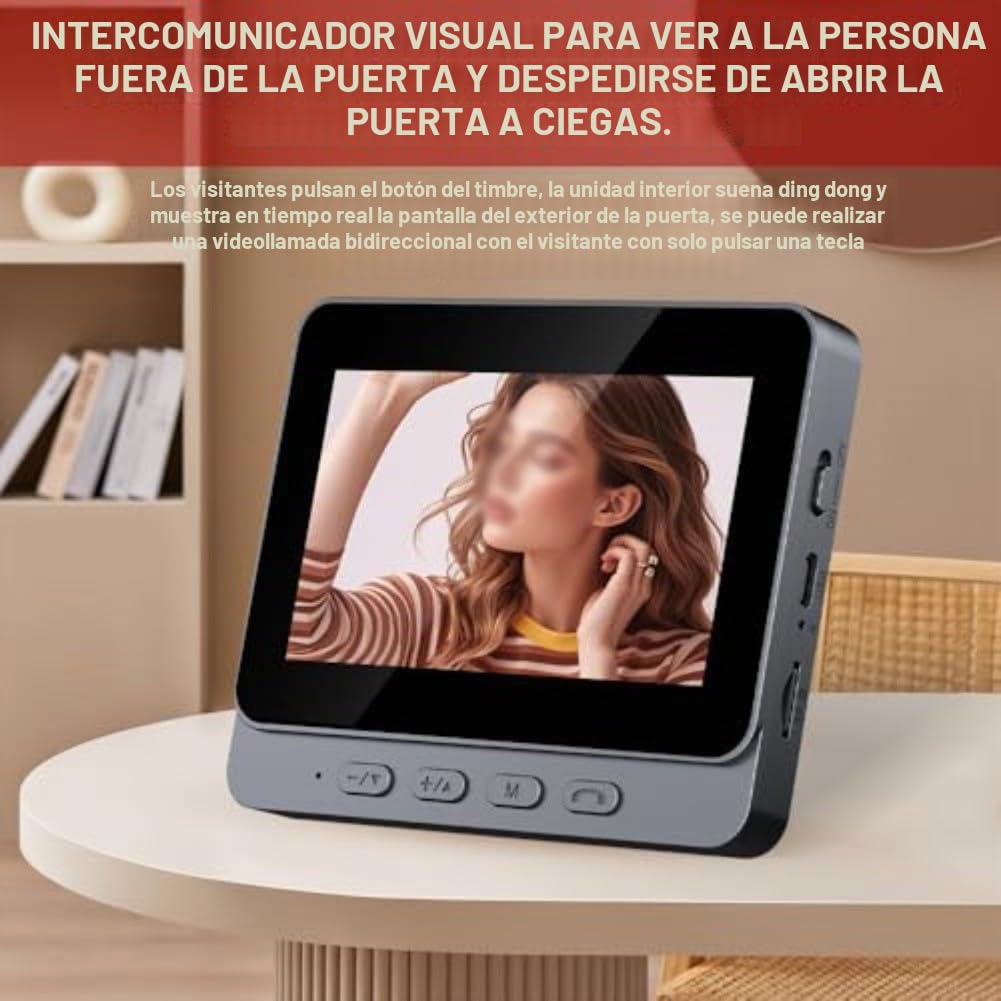Timbre inalámbrico de video sin necesidad de WiFi, audio de 2 vías, cámara habilitada con pantalla, videoportero 1080P, diseño impermeable para uso en exteriores, suscripción