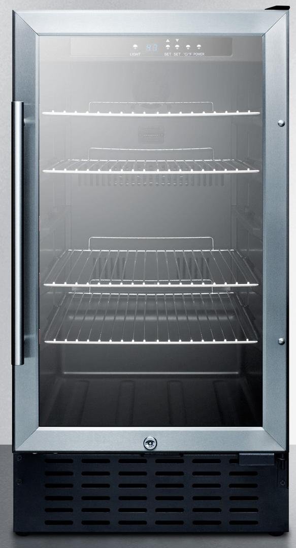 Summit Appliance Scr1841bada 18 ADA Compliant Commercially Approved Beverage Center W/ 2.7 Cu. Ft Capacity 4 Adjustable Chrome Wire Shelves Automatic Defrost Lock & Reversible Door In Stainless Steel on Fridge.com - View 1