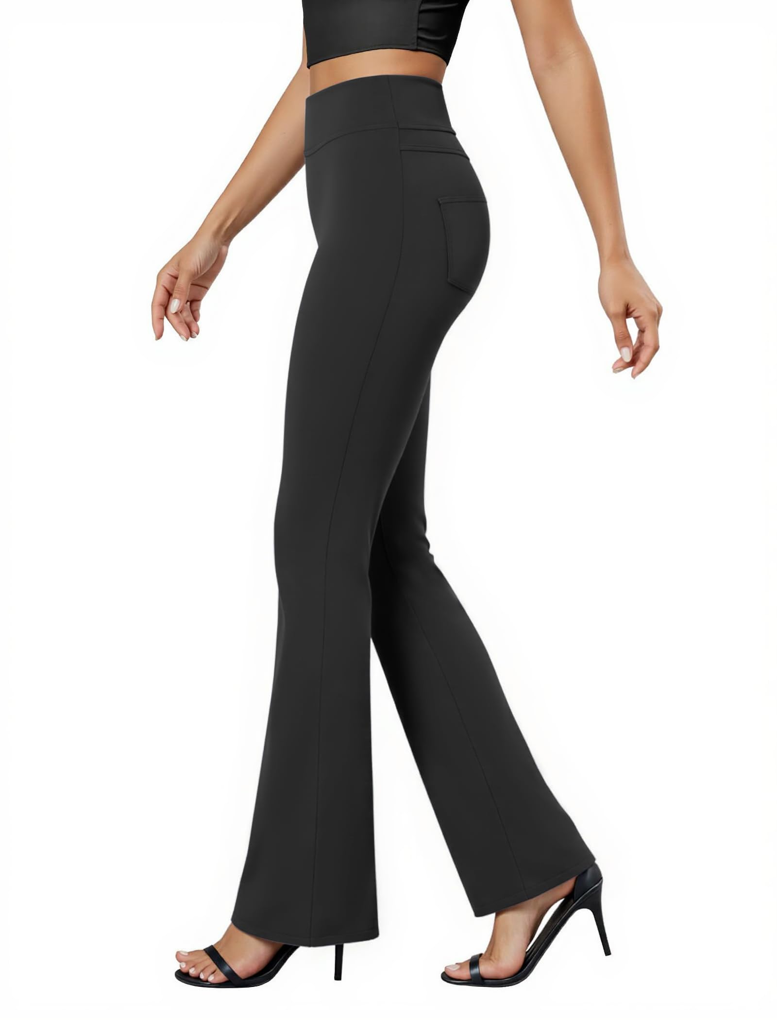 Friptspyg Hosen Damen mit Taschen Elegante Hosen Hoher Taille Business Hose Elastische Yogahose Casual Freizeithosen
