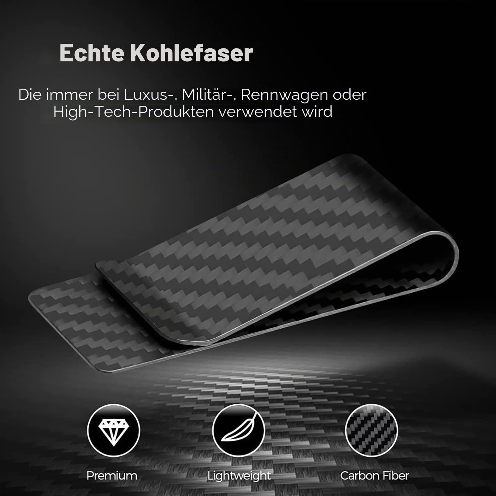Carbon Fiber Geldbörse Geldklammer Kreditkartenhalter CLL CARBONLIFE Clips für Herren
