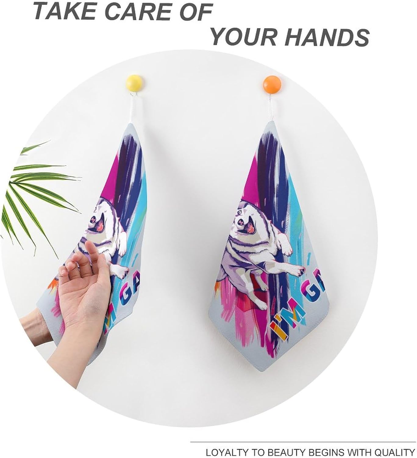 I Am Gay LGBT Siberian Husky Hand Towels for Bathroom Kitchen Towels Small Towel Handkerchiefs with Hanging Loop 4PCS