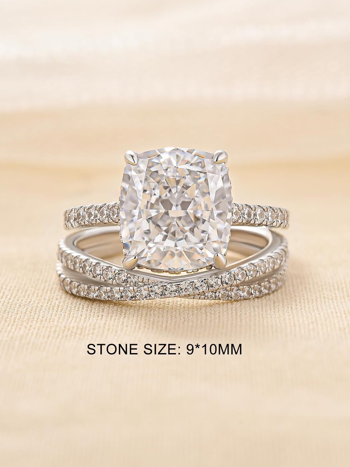 RODIFFY 5CT Pear Cut Engagement Ring/Ring Set for Women, S925 Silver Open Band 5A Cubic Zirconia Wedding Bridal Ring Set