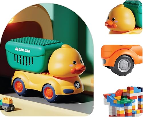 Miniatura 2 de Camión de juguete para niños pequeños de 3, 4, 5, 6, 7 años, con 124 bloques de juguete de construcción y 1 caja de transporte de transporte,