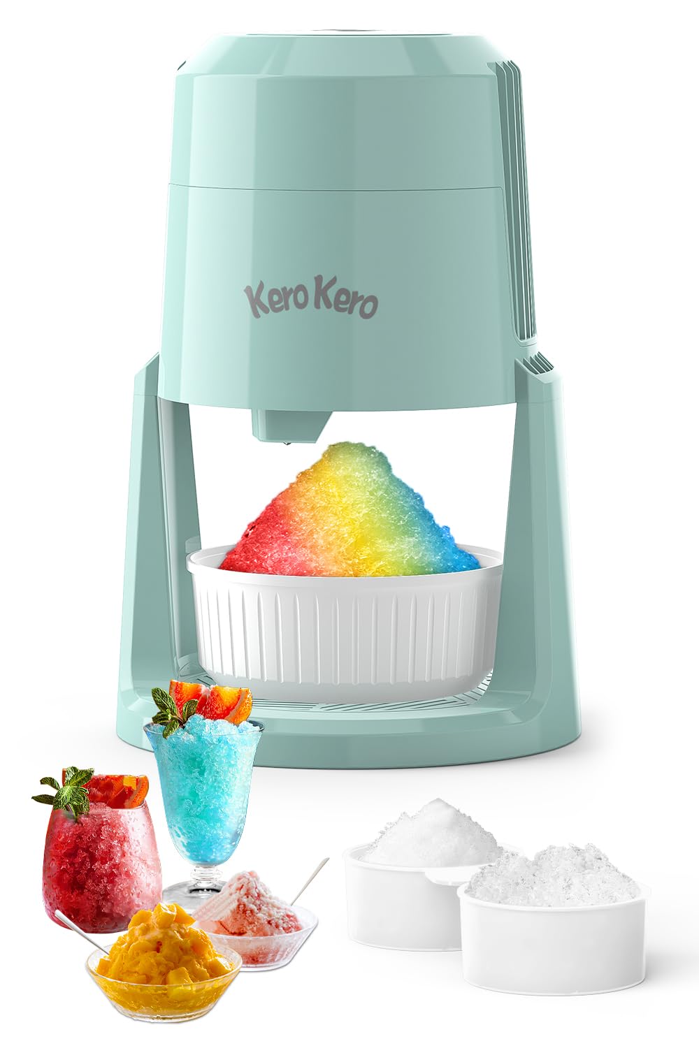 Professional Shaved Ice Machine: RX03 Electric Snow Cone Maker & ICEE Machine for Home, 60W Power, 120V Universal Voltage, Create Fluffy Ice Snow Cones, Slushies and Frozen Treats-Green (Green)