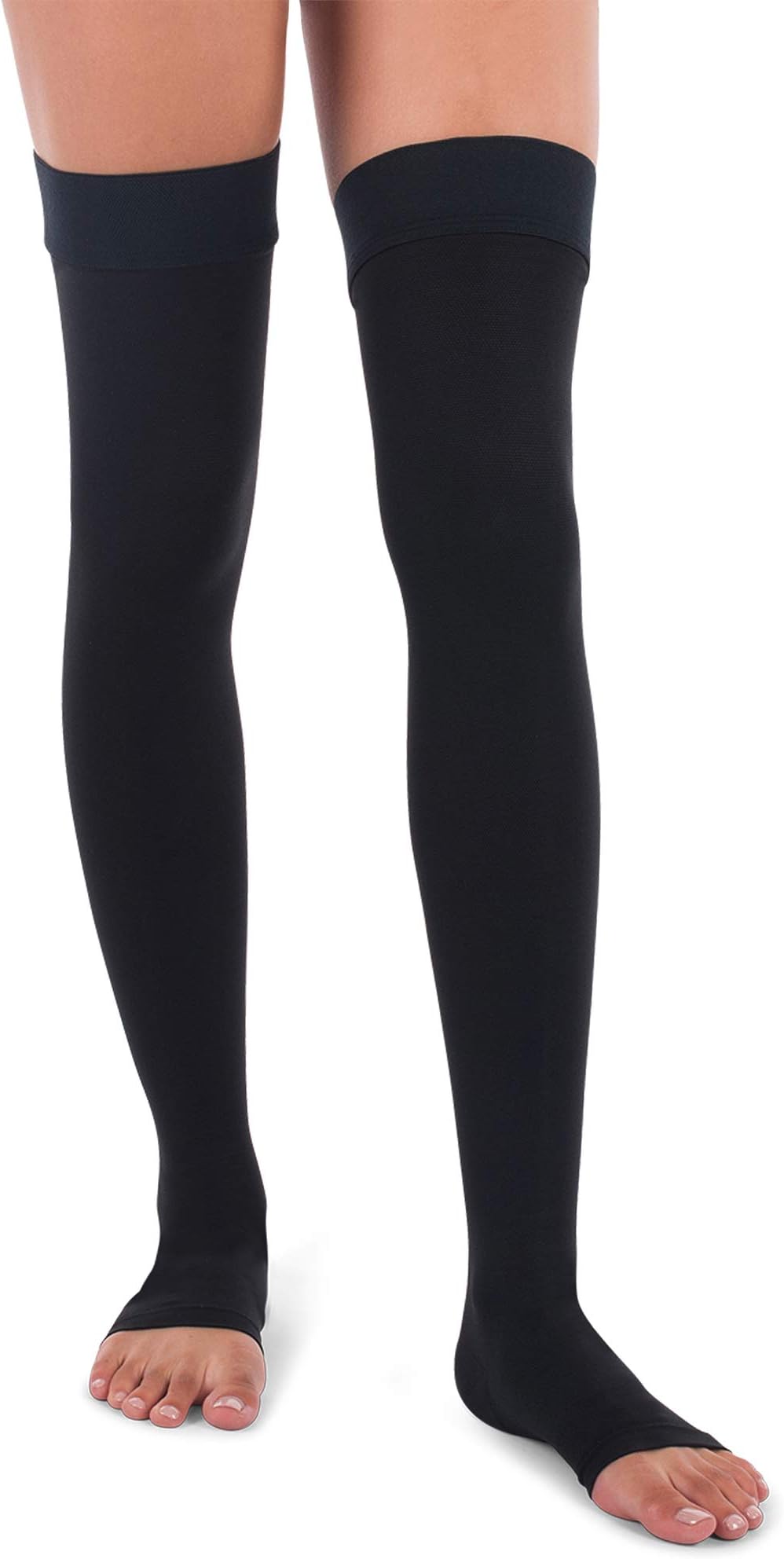 Jomi Compression Thigh High Stockings Collection, 30-40mmHg Premiere Open Toe 341 Made in USA (XX-Large, Black)