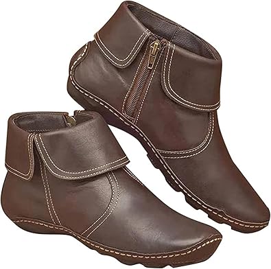 Ladmiple Ankle Boots For Women Dressy Casual Side Zipper Western Fashion Cowgirl Cowboy Short Booties Walking Shoes