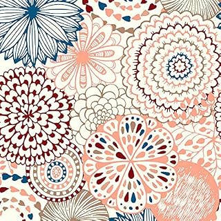 Kt KILOtela Tela Loneta Estampada Digital, Decoración, Tapizar, Cojines, Cortinas, Colchas, Bolsos, Manteles, Manualidades, 100 cm Largo x 280 cm Ancho, Mandala, Flores, Granate, Azul, Rosa ─ 1 Metro