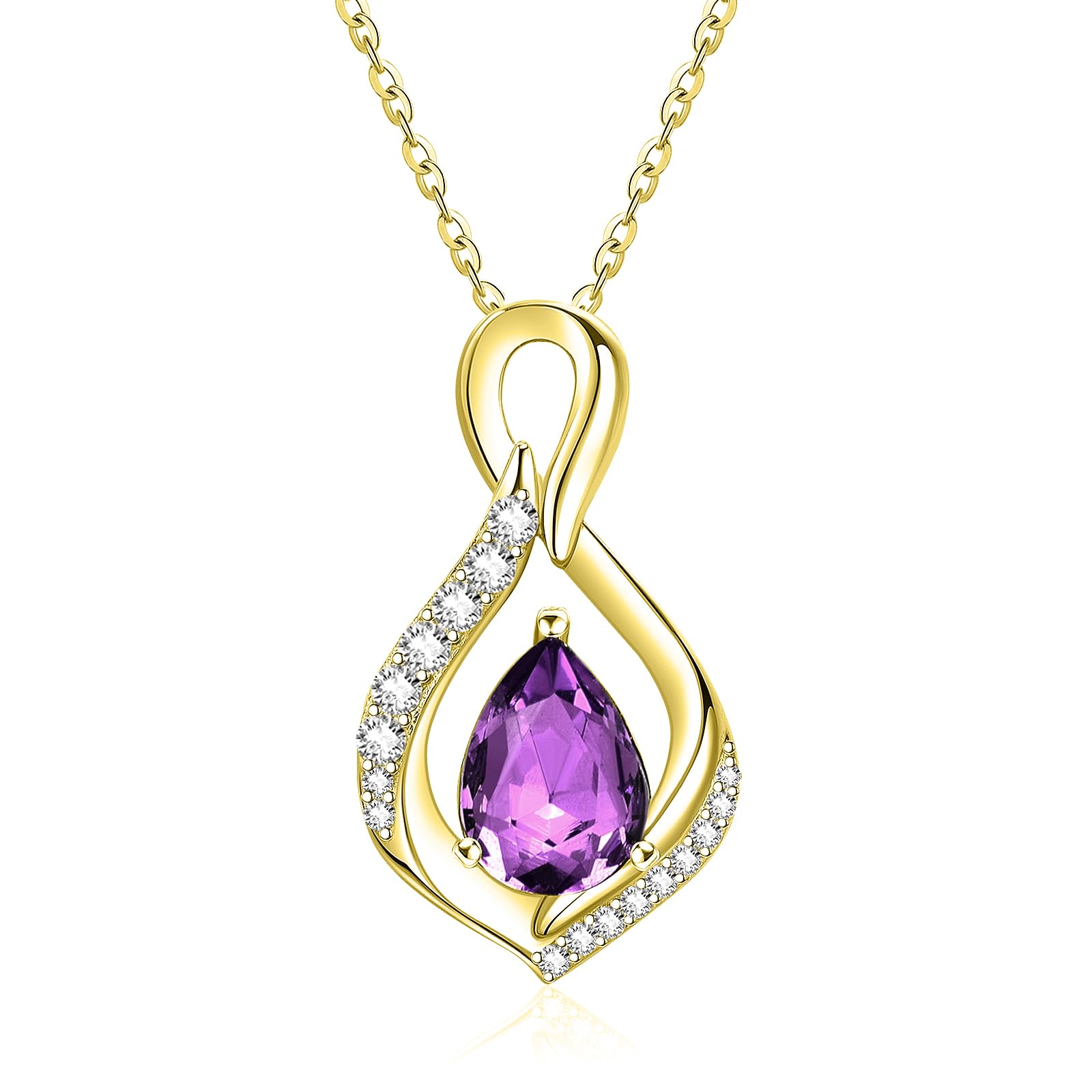 Infinity Necklaces for Women, White Gold/14K Gold/Rose Gold Forever Love Jewelry Gift with Birthstone Pendant