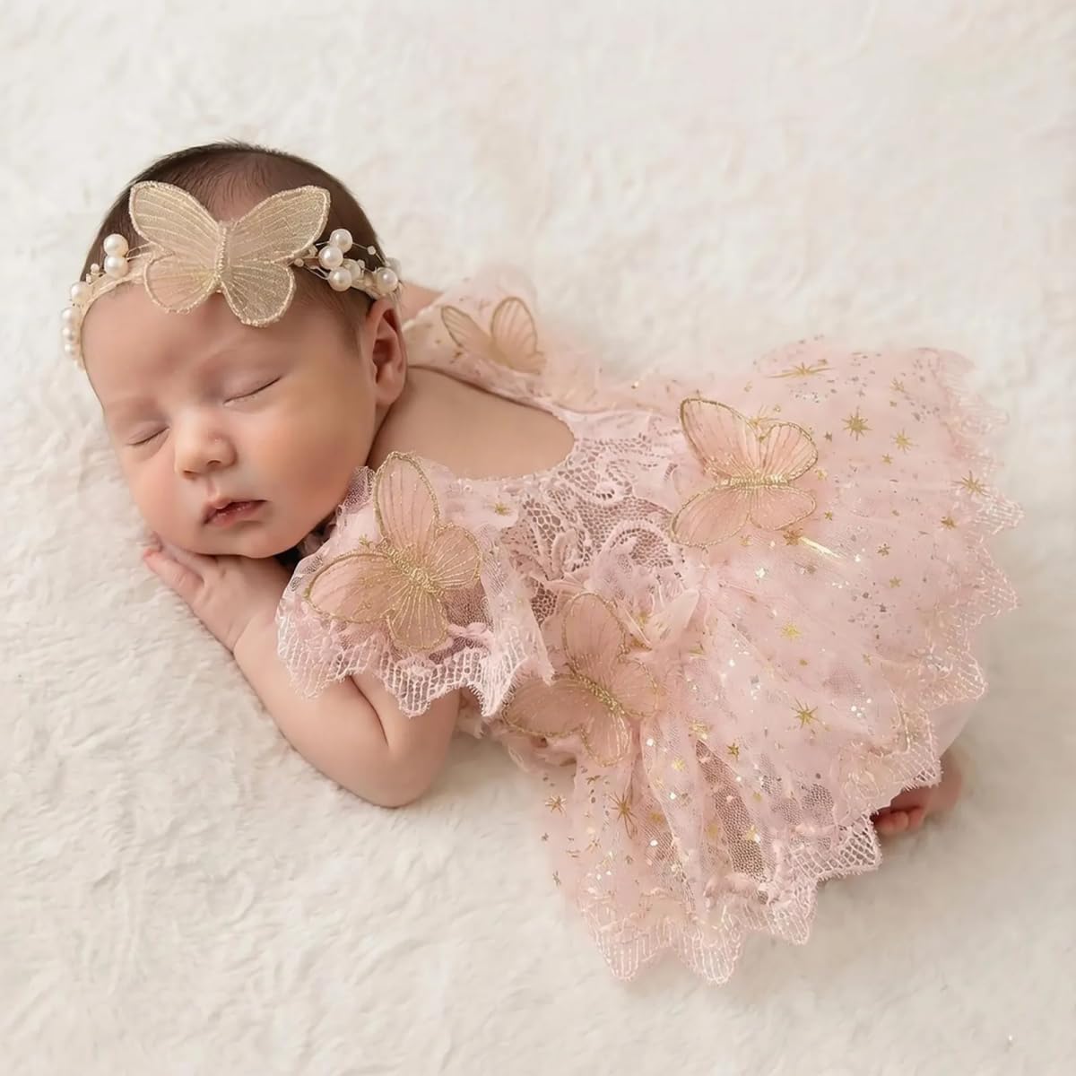 Newborn Photography Outfits Girls Baby Photography Props Lace Romper With Headband Baby Photo Shoot Outfits Girls Photo Props
