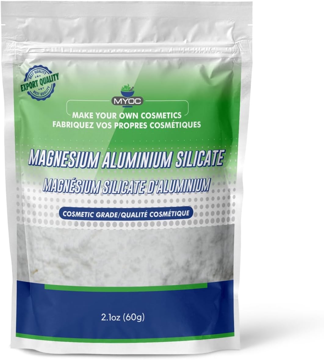 Magnesium Aluminium Silicate Powder (60 g / 2.11 oz) - Cosmetic Grade Thickening Stabilizing & Suspension Agent for Skincare Haircare & DIY Formulations