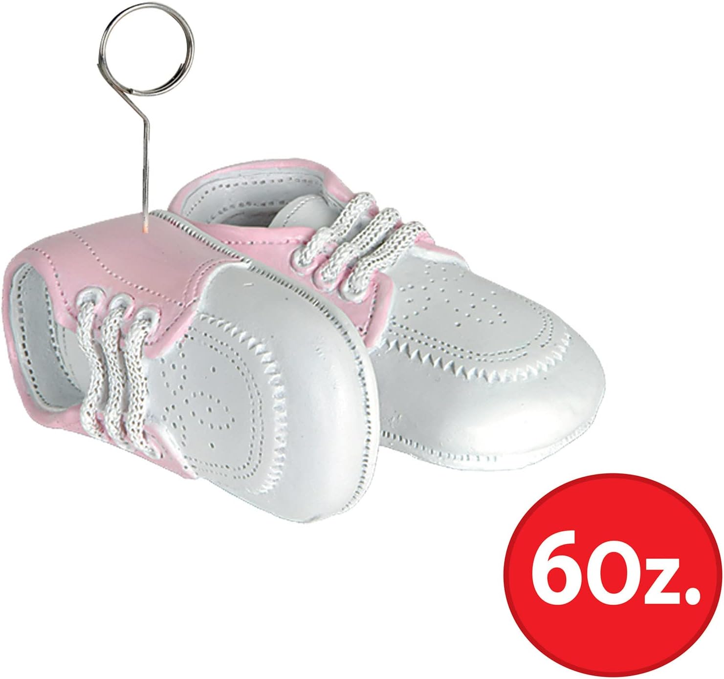 Baby Shoes Photo/Balloon Holder (white w/pink upper) Party Accessory  (1 count)