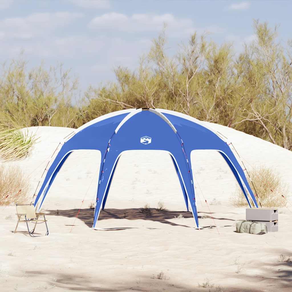 Partyzelt Azurblau Wasserdicht aus Polyester mit PU-Beschichtung 525x525x, Fiberglasgestänge, mit Heringen und Abspannseilen, ideal für Familie Camping, Outdoor Festival