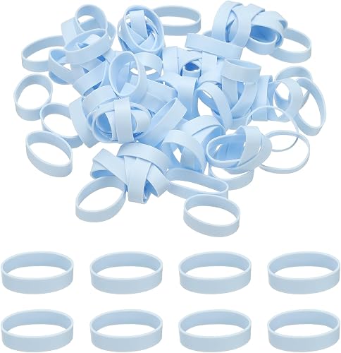 PATIKIL 100Pcs Silicone Cable Ties, 15mm Heavy Duty Small Strong Rubber Bands Silicone Rubber Bands for Cord Management Home Office Organization, Light Blue(25x5x0.6mm)