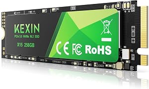 KEXIN SSD M.2 NVMe Internal SSD 256GB M.2 2280, PCIe Gen 3.0, up to 2800 MB/s Read, 2300 MB/s Write, Internal Solid State Drive Compatible with Laptop,PC,Gaming Black, 256GB