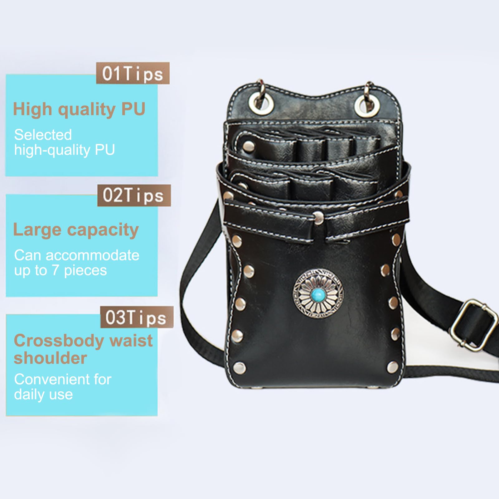 Friseur Hüfttasche, Retro Friseur Scherentasche, Scheren Holster, Haustier Groomer Scheren Tasche für Salon (Schwarz)