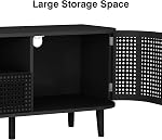 ORRD TV Stand for TVs Up to 65 Inch, Boho Wood Television Stands Media Entertainment Center Console Table with Curved Iron Rattan Doors and Drawer for Living Room - Black