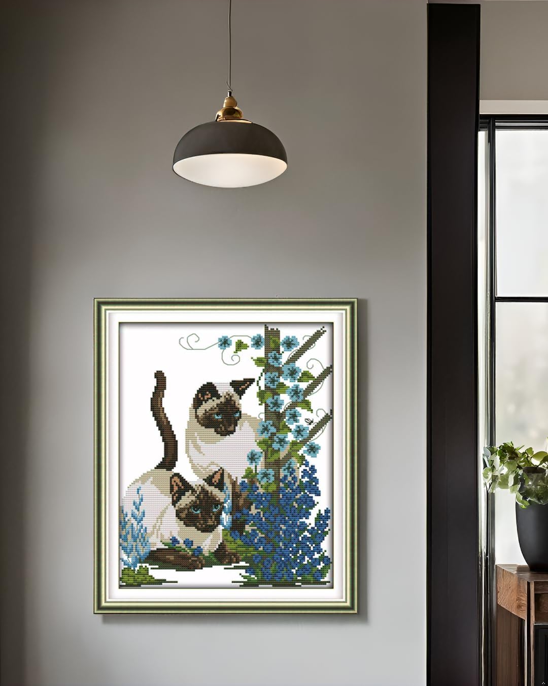 CaptainCrafts Cross Stitch Kits for Adults Counted Kit Unprinted 14CT Fabric Cross Stitching DIY Art DMC Needlecrafts Embroidery Kit for Adults Beginner (Two Baby Cats, White)