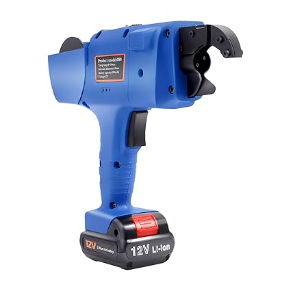 30mm-60mm Automatic Miniature Steel Tying Motor Tool, Handheld Charged Rebar Tier Tying Set Rebar Tier Tying Gun, Reinforcing Steel Strapping Machine with Pliers 12V (8-34mm Blue)
