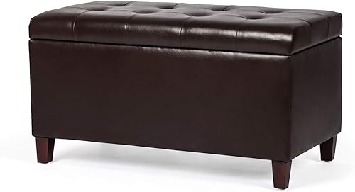 Miniatura 14 de Homebeez Banco de almacenamiento de piel sintética de 34.6 pulgadas, reposapiés otomano copetudo con tapa con bisagras fácil de abrir para sala de