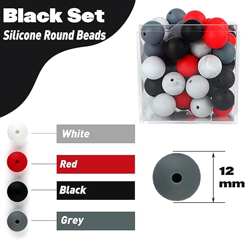 Miniatura 6 de Cuentas de silicona de 0.472 in, juego de 120 cuentas redondas de silicona