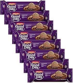 Britannia Good Day Choco Chips Cookies 4.21oz (120g) - Breakfast & Tea Time Snacks - Delicious Grocery Cookies (Pack of 8)