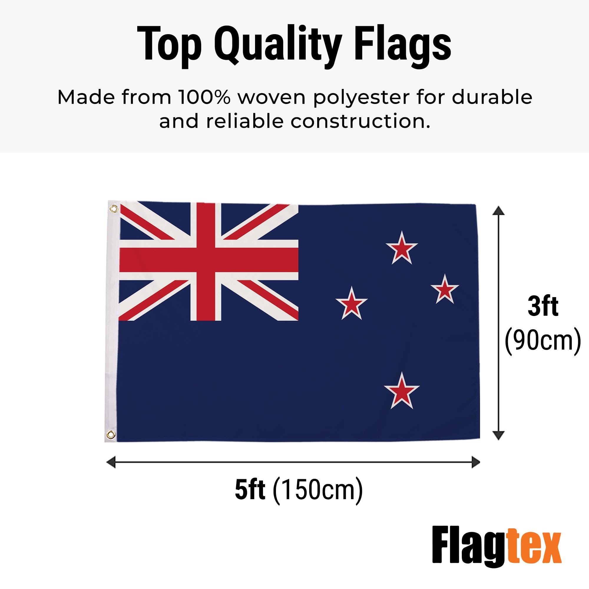 Flagmax New Zealand Flag 5ft x 3ft National Flag with Eyelets