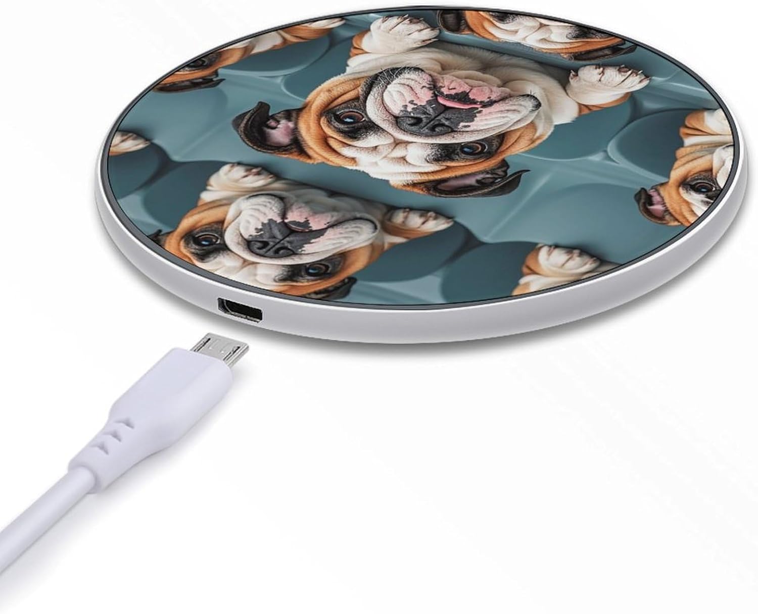 Funny English Bulldog Wireless Charger Portable Fast Charging Pad Lightweight Wireless Charging Pad 10W Slim Charging Station for Phone Charger Mat for Travel Home Office Desk image 5
