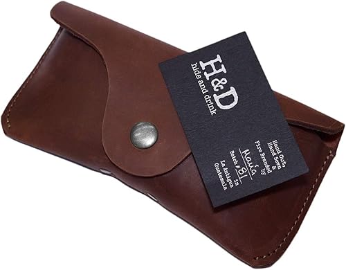 Miniatura 6 de Hide & Drink, Funda de cuero grueso y resistente para anteojos (6 pulgadas) largos, protector de gafas de sol, soporte portátil